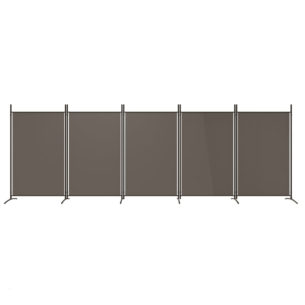 Kamerscherm Met 5 Panelen Stof Kleurig 433 x 180 cm Antraciet