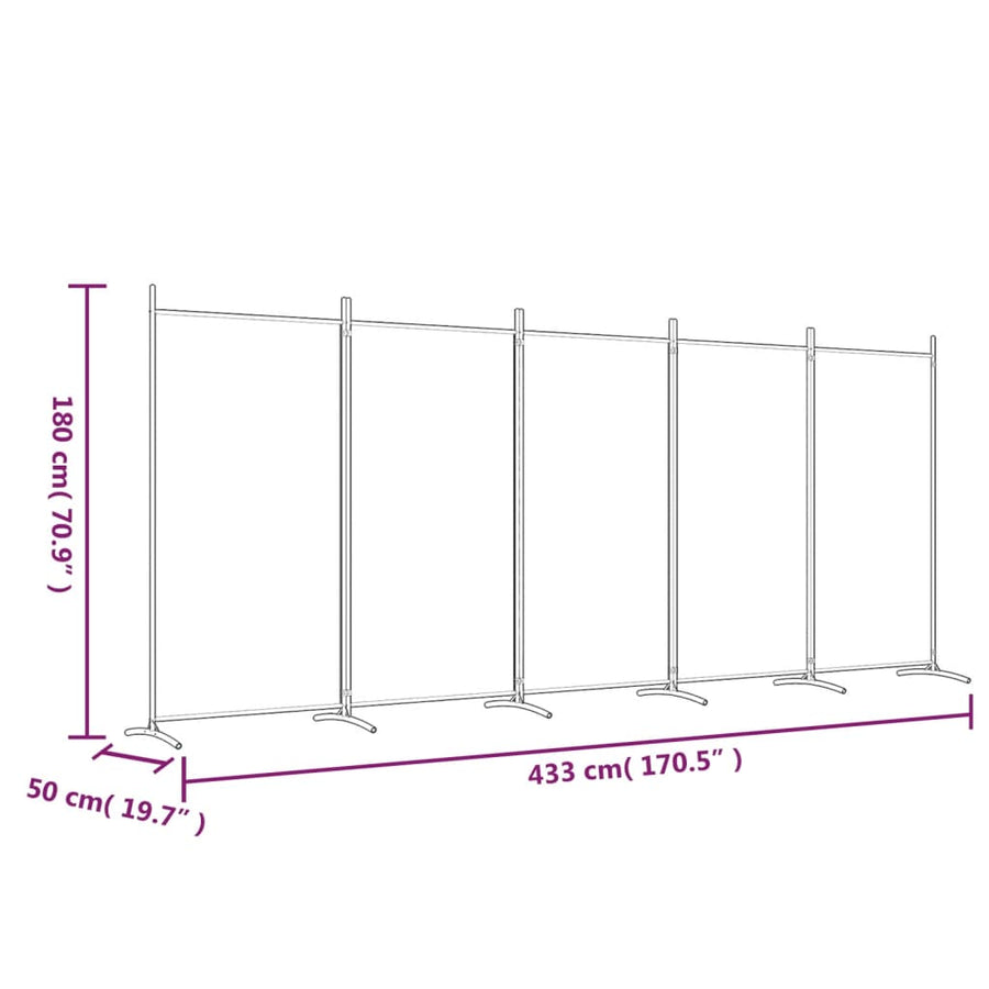Kamerscherm Met 5 Panelen Stof Kleurig 433 x 180 cm Antraciet