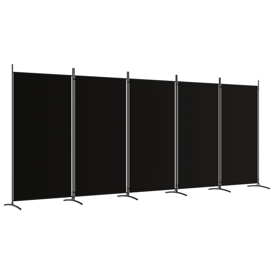 Kamerscherm Met 5 Panelen Stof 433 x 180 cm Zwart