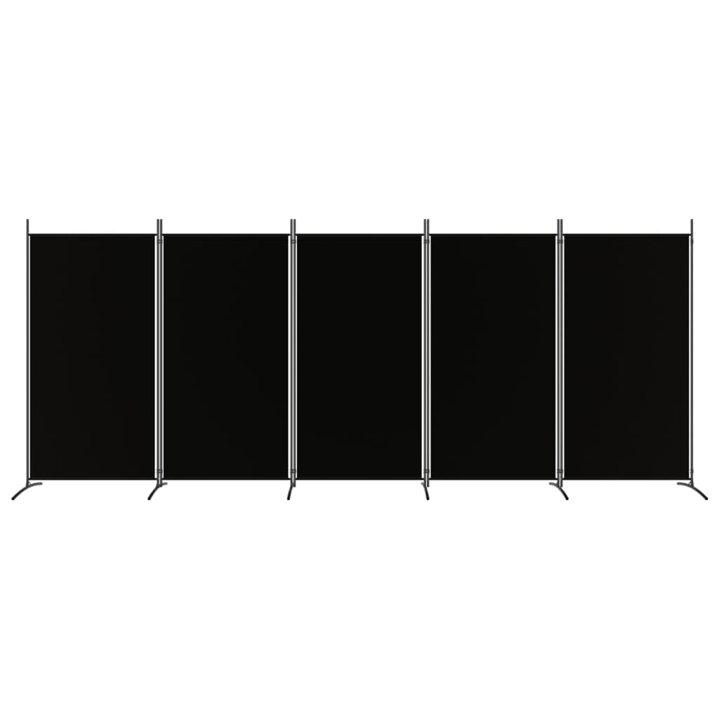 Kamerscherm Met 5 Panelen Stof 433 x 180 cm Zwart