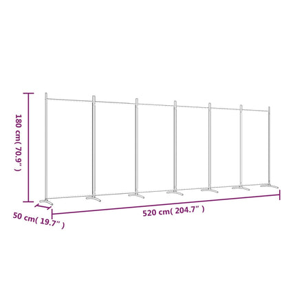 Kamerscherm Met 6 Panelen Stof 520 x 180 cm Bruin
