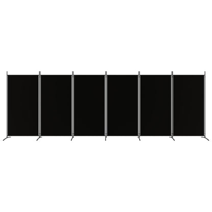 Kamerscherm Met 6 Panelen Stof 520 x 180 cm Zwart
