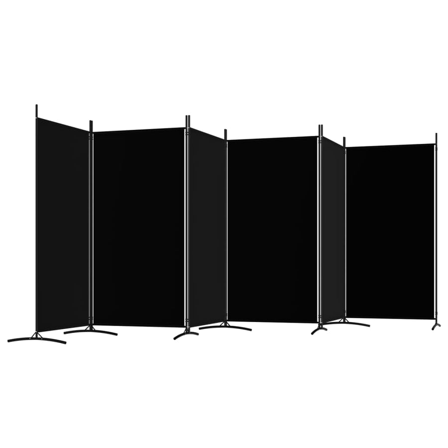 Kamerscherm Met 6 Panelen Stof 520 x 180 cm Zwart