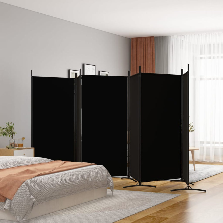 Kamerscherm Met 6 Panelen Stof 520 x 180 cm Zwart