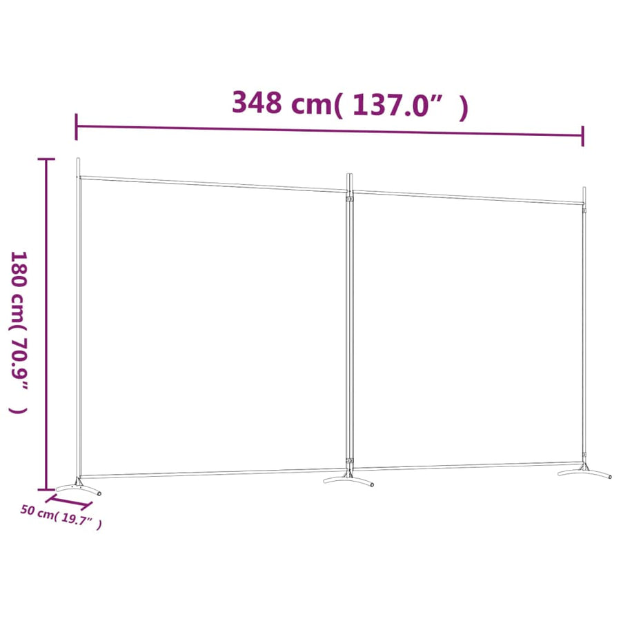 Kamerscherm met 2 panelen 348x180 cm stof bruin 348 x 180 cm Bruin