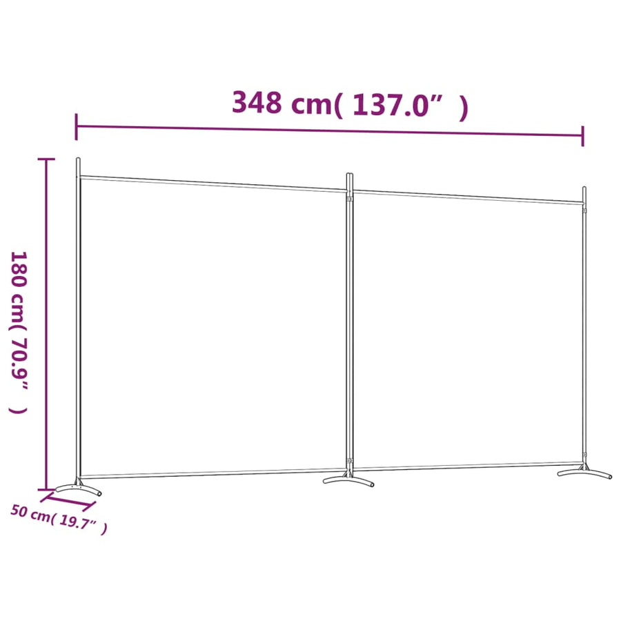 Kamerscherm met 2 panelen 346x180 cm stof antracietkleurig 348 x 180 cm Antraciet
