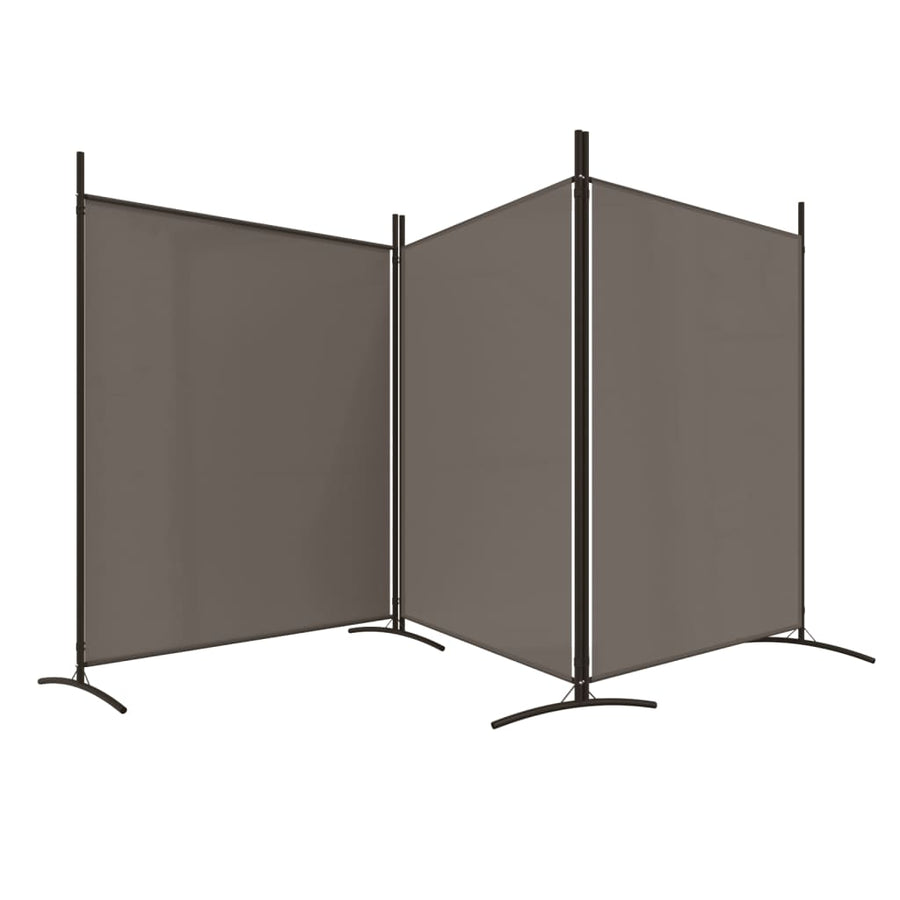Kamerscherm Met 3 Panelen Stof Kleurig 525 x 180 cm Antraciet