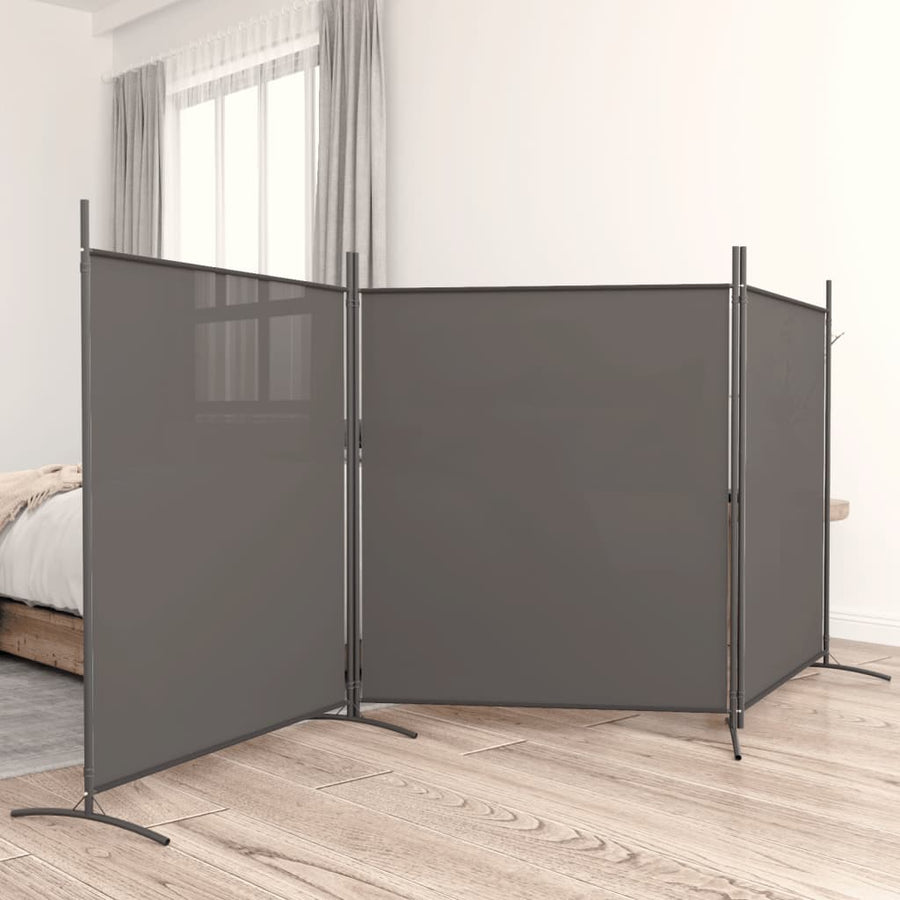 Kamerscherm Met 3 Panelen Stof Kleurig 525 x 180 cm Antraciet