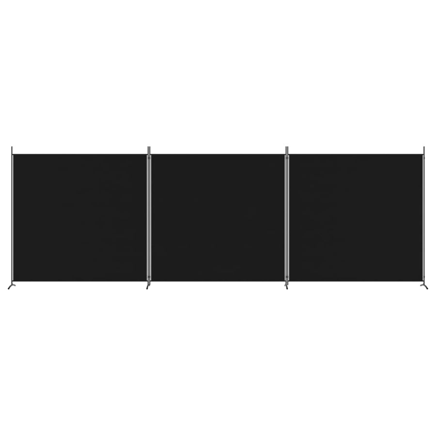 Kamerscherm met 3 panelen 525x180 cm stof zwart 525 x 180 cm Zwart