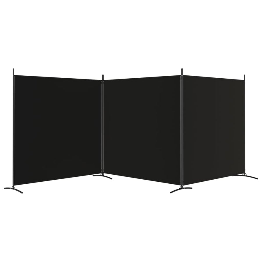 Kamerscherm met 3 panelen 525x180 cm stof zwart 525 x 180 cm Zwart