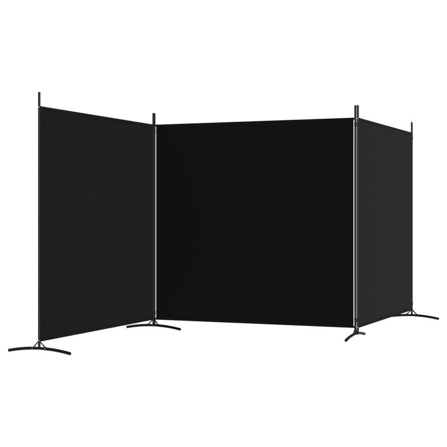 Kamerscherm met 3 panelen 525x180 cm stof zwart 525 x 180 cm Zwart
