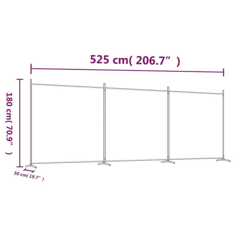 Kamerscherm met 3 panelen 525x180 cm stof zwart 525 x 180 cm Zwart
