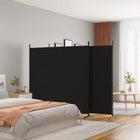 Kamerscherm 3 panelen 525x180 cm stof zwart