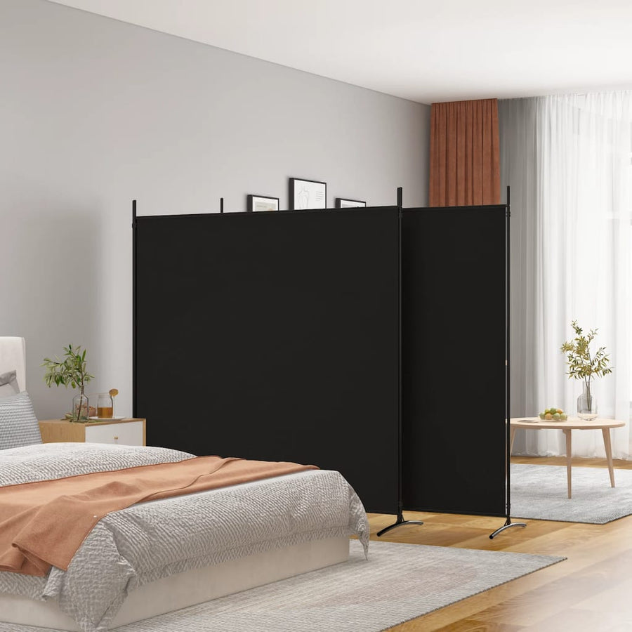 Kamerscherm met 3 panelen 525x180 cm stof zwart 525 x 180 cm Zwart