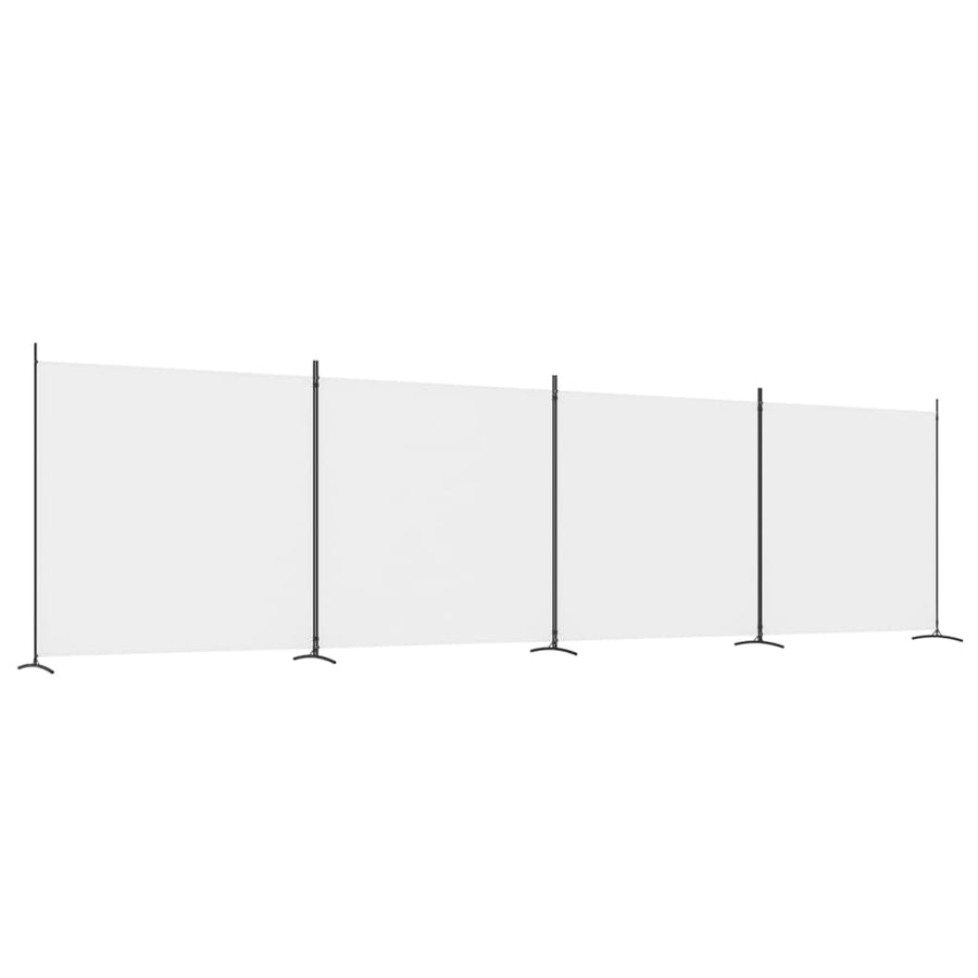 Kamerscherm met 4 panelen 698x180 cm stof wit 698 x 180 cm Wit
