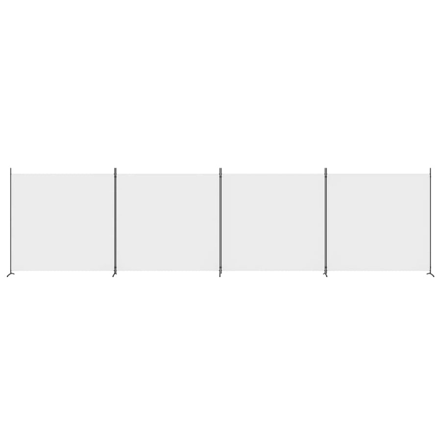 Kamerscherm met 4 panelen 698x180 cm stof wit 698 x 180 cm Wit