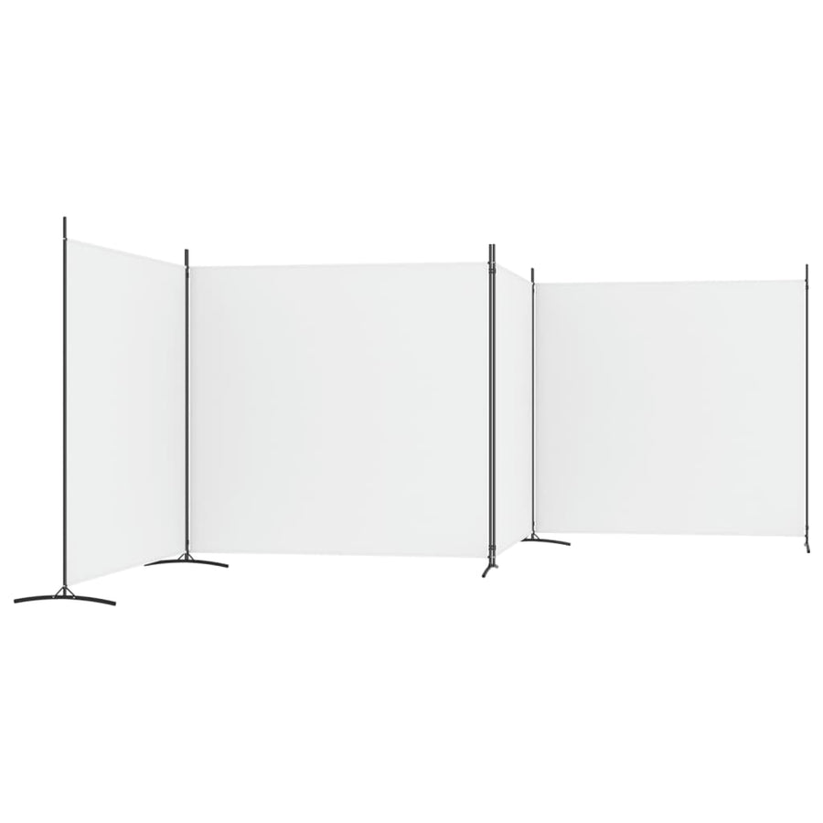 Kamerscherm met 4 panelen 698x180 cm stof wit 698 x 180 cm Wit