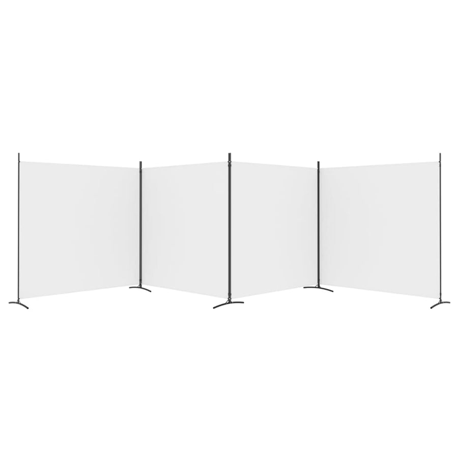 Kamerscherm met 4 panelen 698x180 cm stof wit 698 x 180 cm Wit