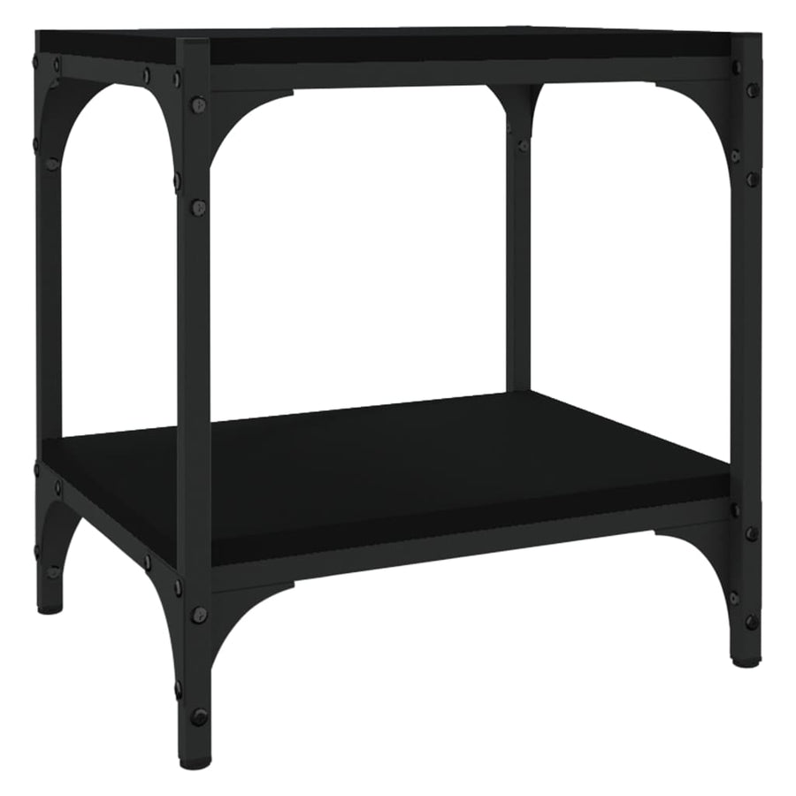 Tv-Meubel Bewerkt Hout En Staal 40 x 33 x 41 cm Zwart
