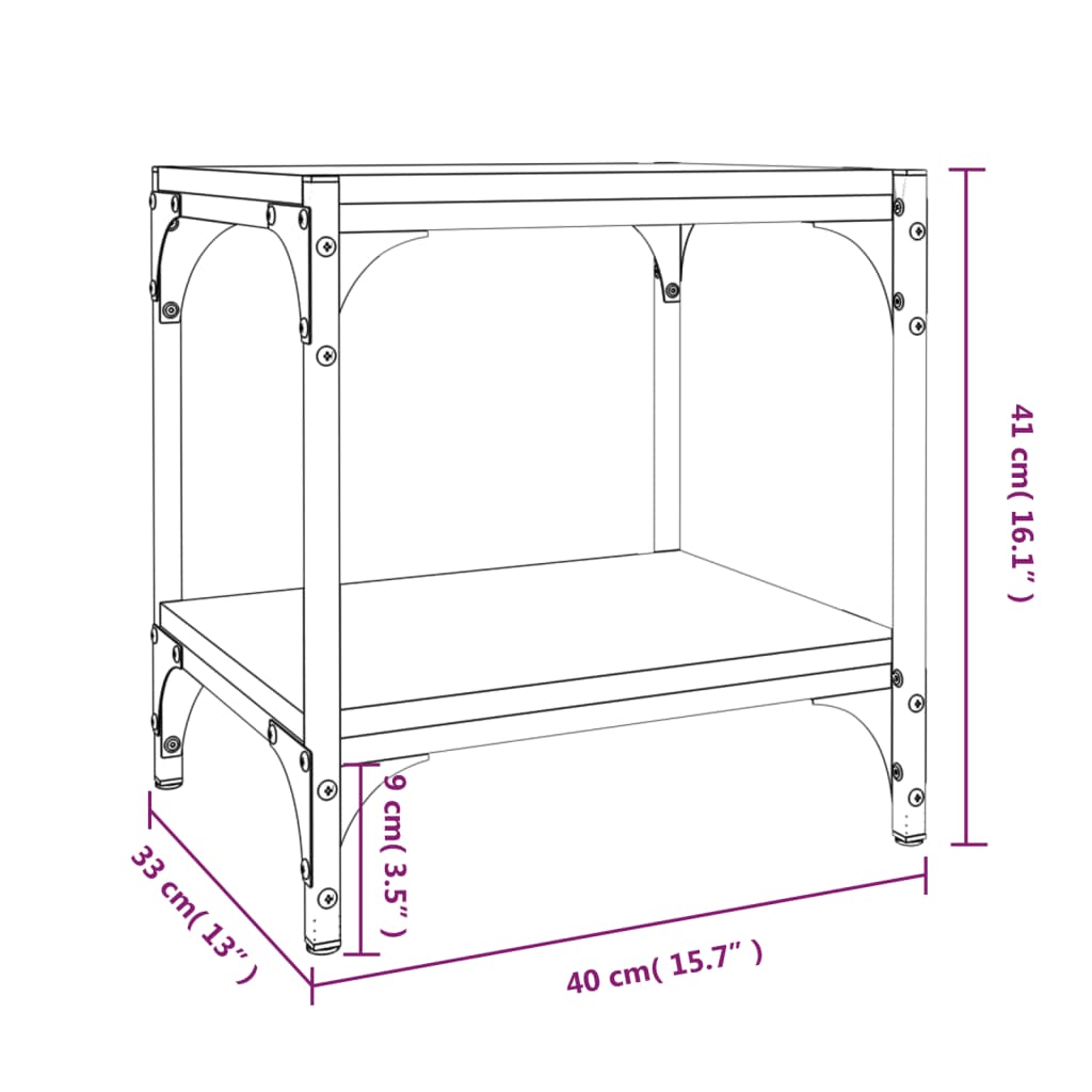 Tv-Meubel Bewerkt Hout En Staal 40 x 33 x 41 cm Zwart