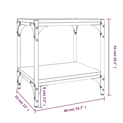 Tv-Meubel Bewerkt Hout En Staal 40 x 33 x 41 cm Zwart