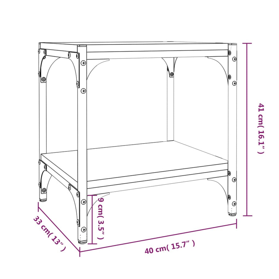 Tv-Meubel Bewerkt Hout En Staal Kleurig 40 x 33 x 41 cm Sonoma eiken