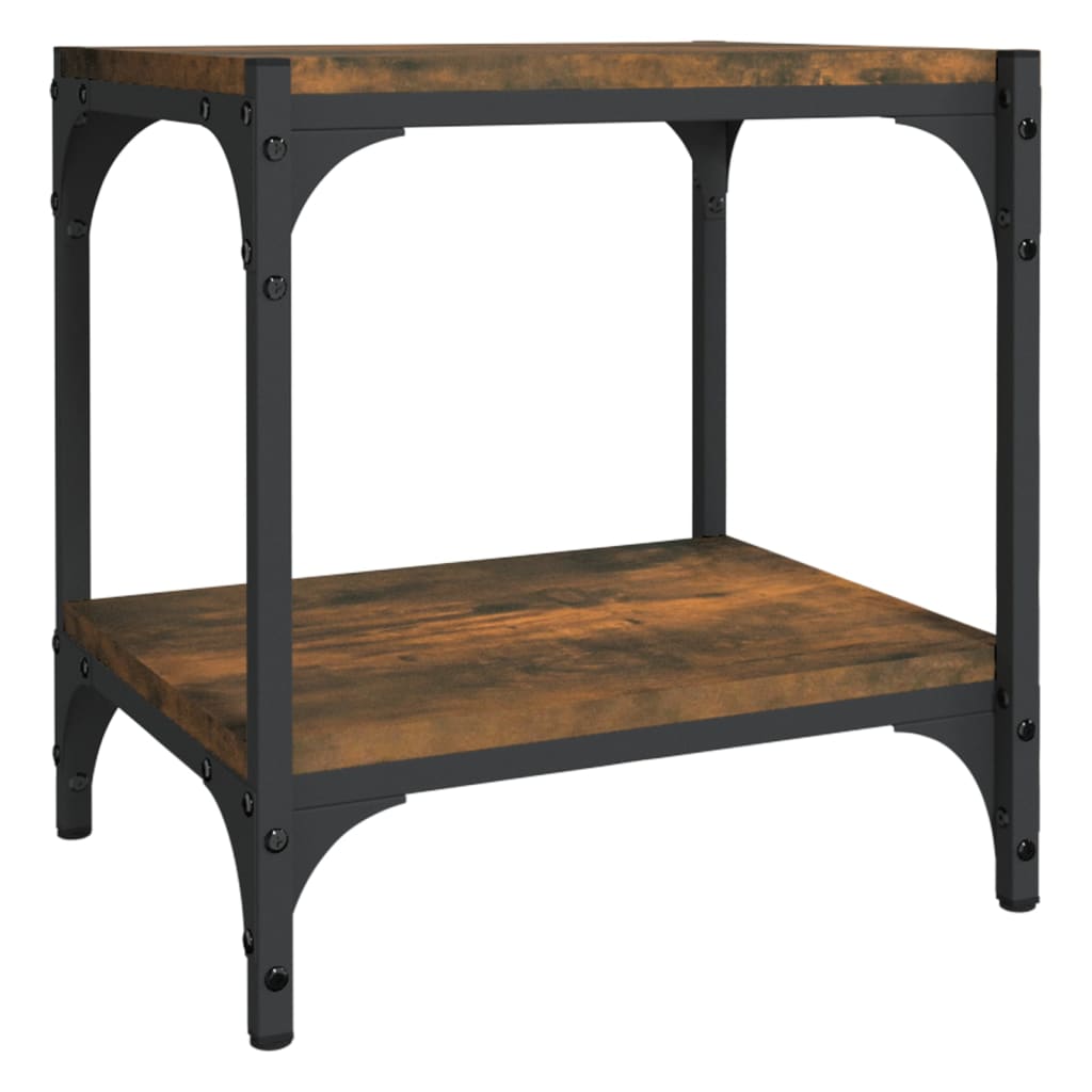 Tv-meubel 40x33x41 cm bewerkt hout en staal gerookt eikenkleur