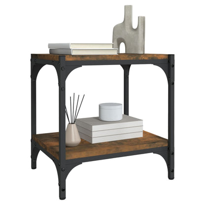Tv-meubel 40x33x41 cm bewerkt hout en staal gerookt eikenkleur