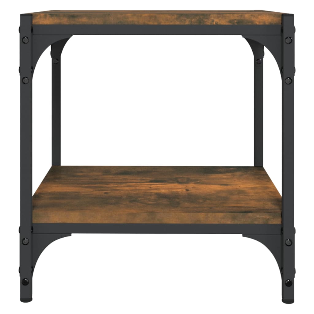 Tv-meubel 40x33x41 cm bewerkt hout en staal gerookt eikenkleur