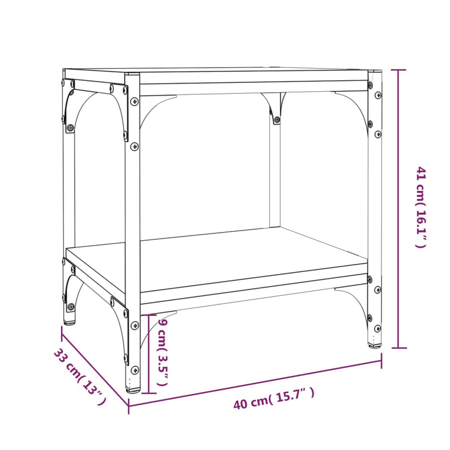Tv-Meubel Bewerkt Hout En Staal Eiken 40 x 33 x 41 cm Grijs sonoma