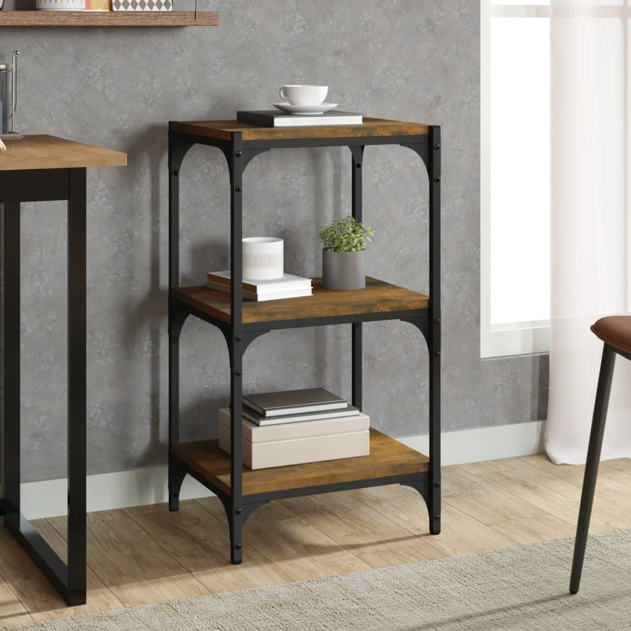 Boekenkast 40X33X70,5 Cm Bewerkt Hout En Staal Gerookt Eiken