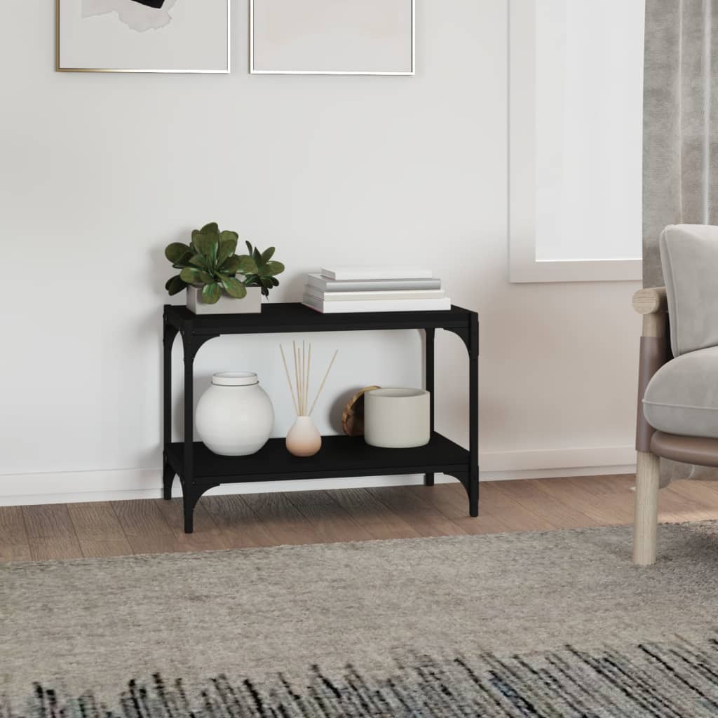 Tv-meubel 60x33x41 cm bewerkt hout en staal zwart