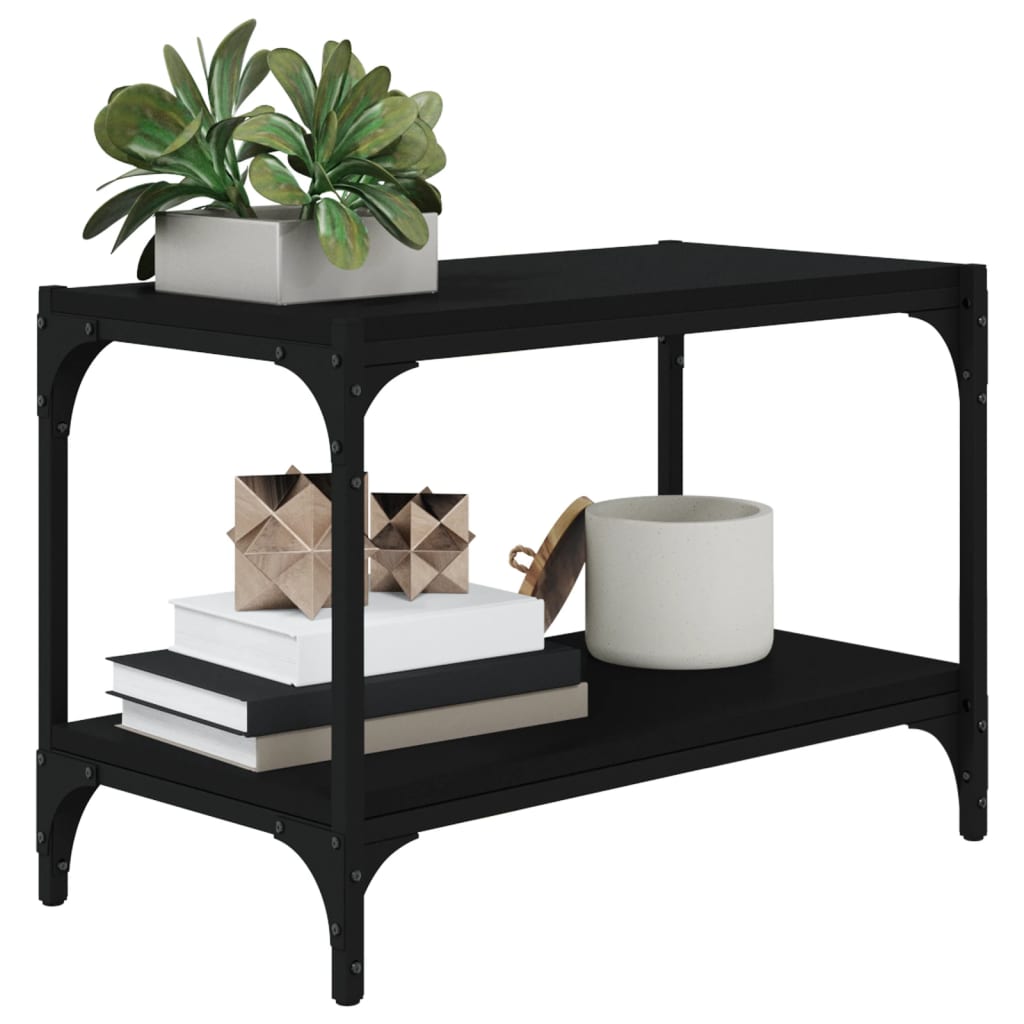 Tv-meubel 60x33x41 cm bewerkt hout en staal zwart