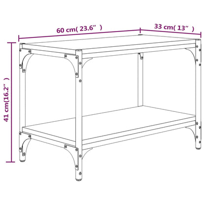Tv-meubel 60x33x41 cm bewerkt hout en staal zwart