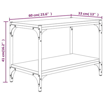 Tv-meubel 60x33x41 cm bewerkt hout en staal grijs sonoma eiken