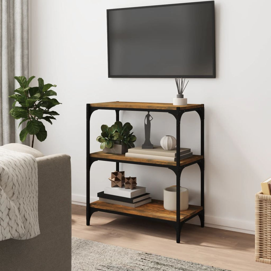 Boekenkast 60X33X70,5 Cm Bewerkt Hout En Staal Gerookt Eiken 60 cm 70.5 cm