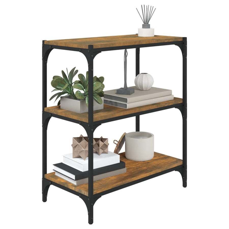 Boekenkast 60X33X70,5 Cm Bewerkt Hout En Staal Gerookt Eiken 60 cm 70.5 cm