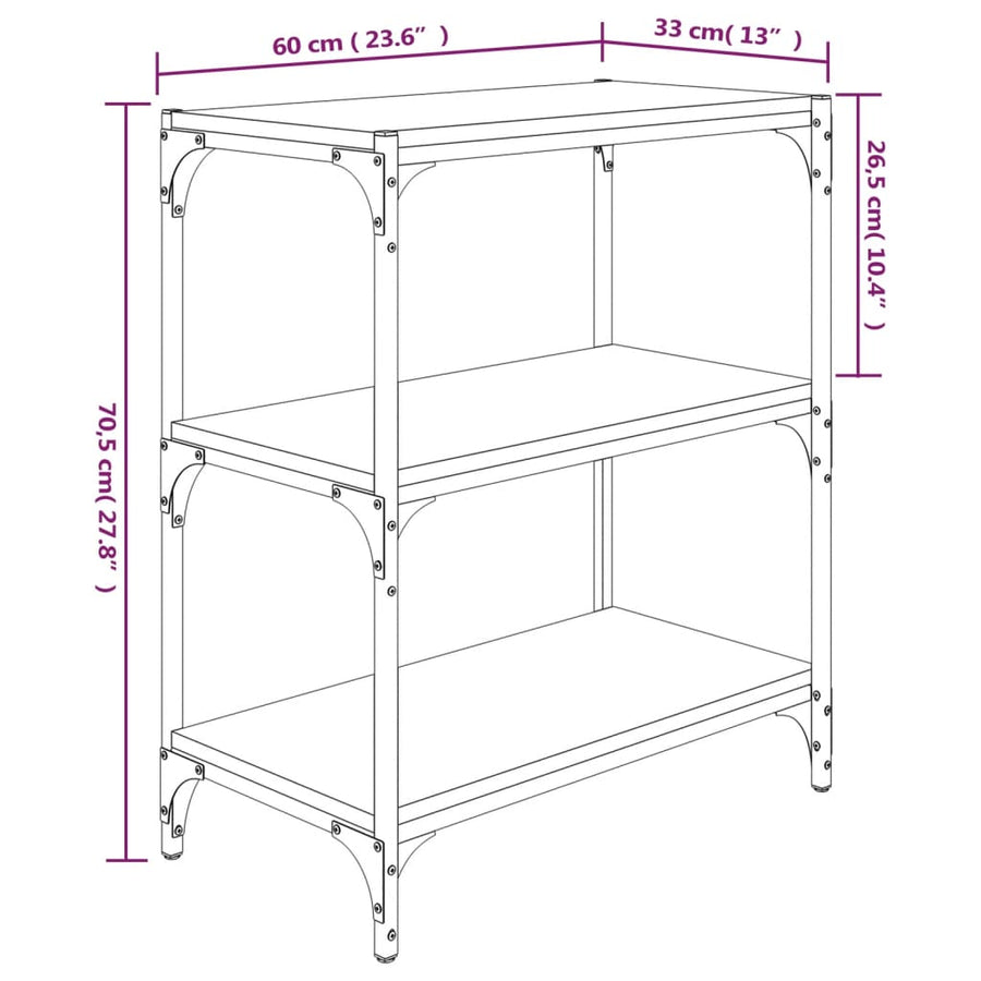 Boekenkast 60X33X70,5 Cm Bewerkt Hout En Staal Gerookt Eiken 60 cm 70.5 cm