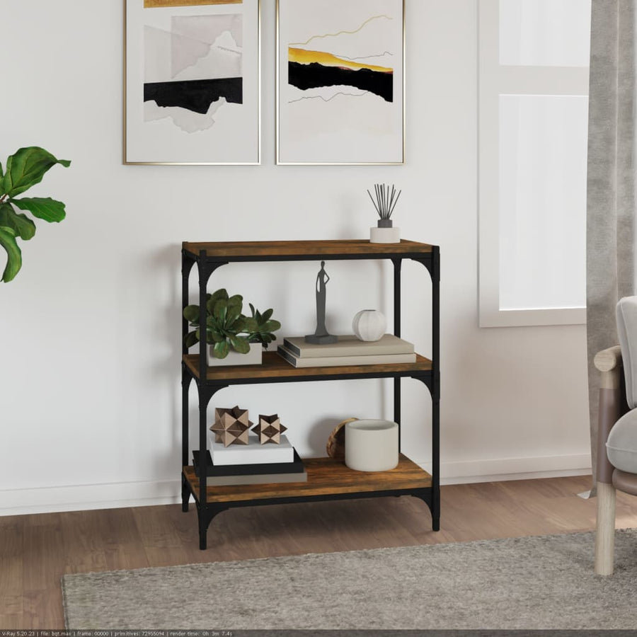 Boekenkast 60X33X70,5 Cm Bewerkt Hout En Staal Gerookt Eiken 60 cm 70.5 cm