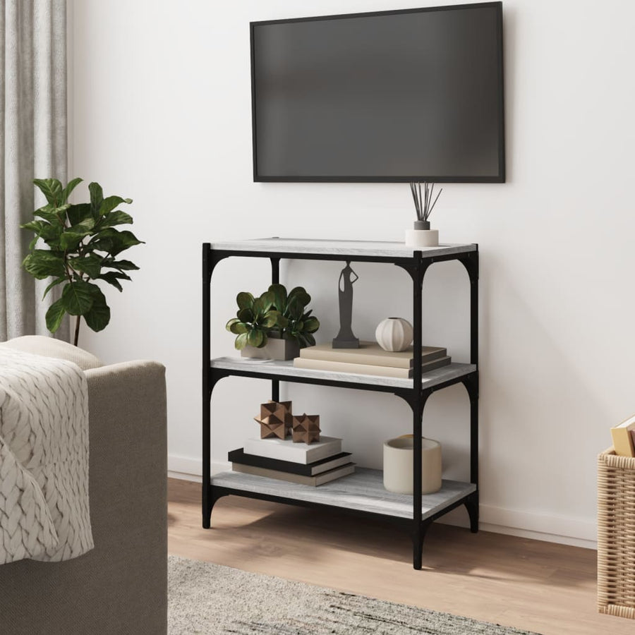 Boekenkast 60X33X70,5 Cm Hout En Staal Grijs Sonoma Eikenkleur