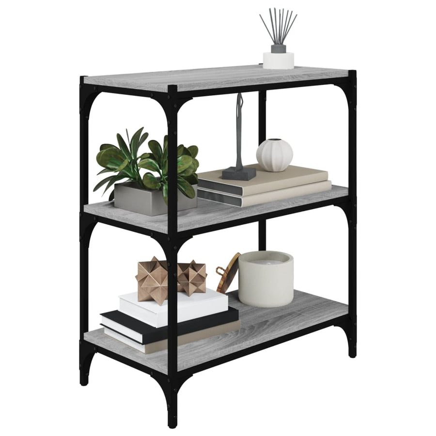 Boekenkast 60X33X70,5 Cm Hout En Staal Grijs Sonoma Eikenkleur