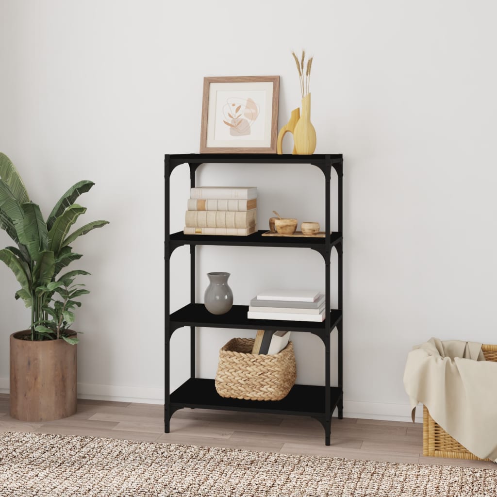 Boekenkast 60X33X70,5 Cm Bewerkt Hout En Staal Zwart