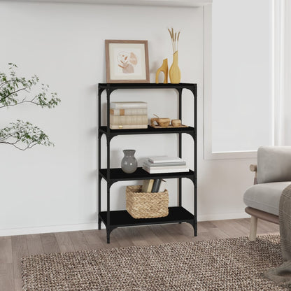 Boekenkast 60X33X70,5 Cm Bewerkt Hout En Staal Zwart