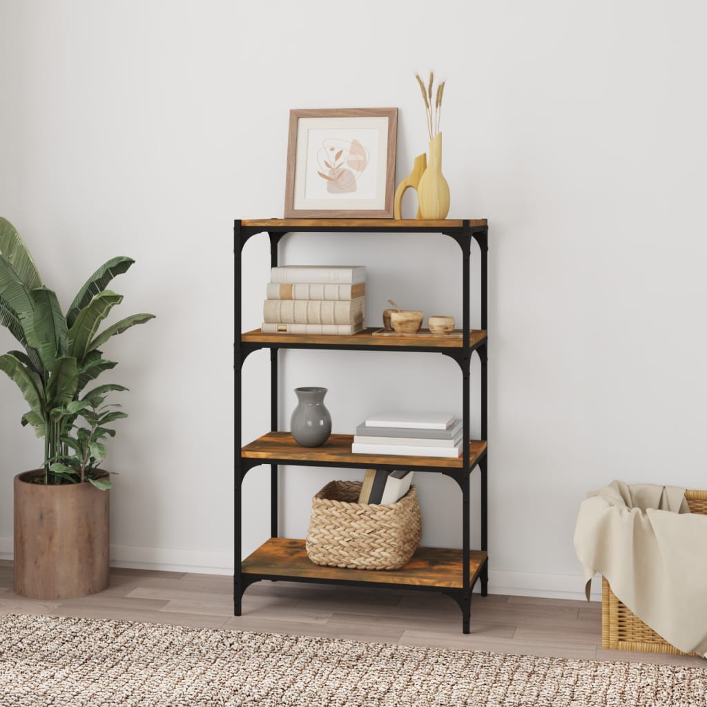 Boekenkast 60X33X100 Cm Bewerkt Hout En Staal Gerookt Eiken