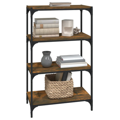 Boekenkast 60X33X100 Cm Bewerkt Hout En Staal Gerookt Eiken