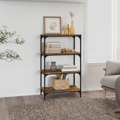 Boekenkast 60X33X100 Cm Bewerkt Hout En Staal Gerookt Eiken