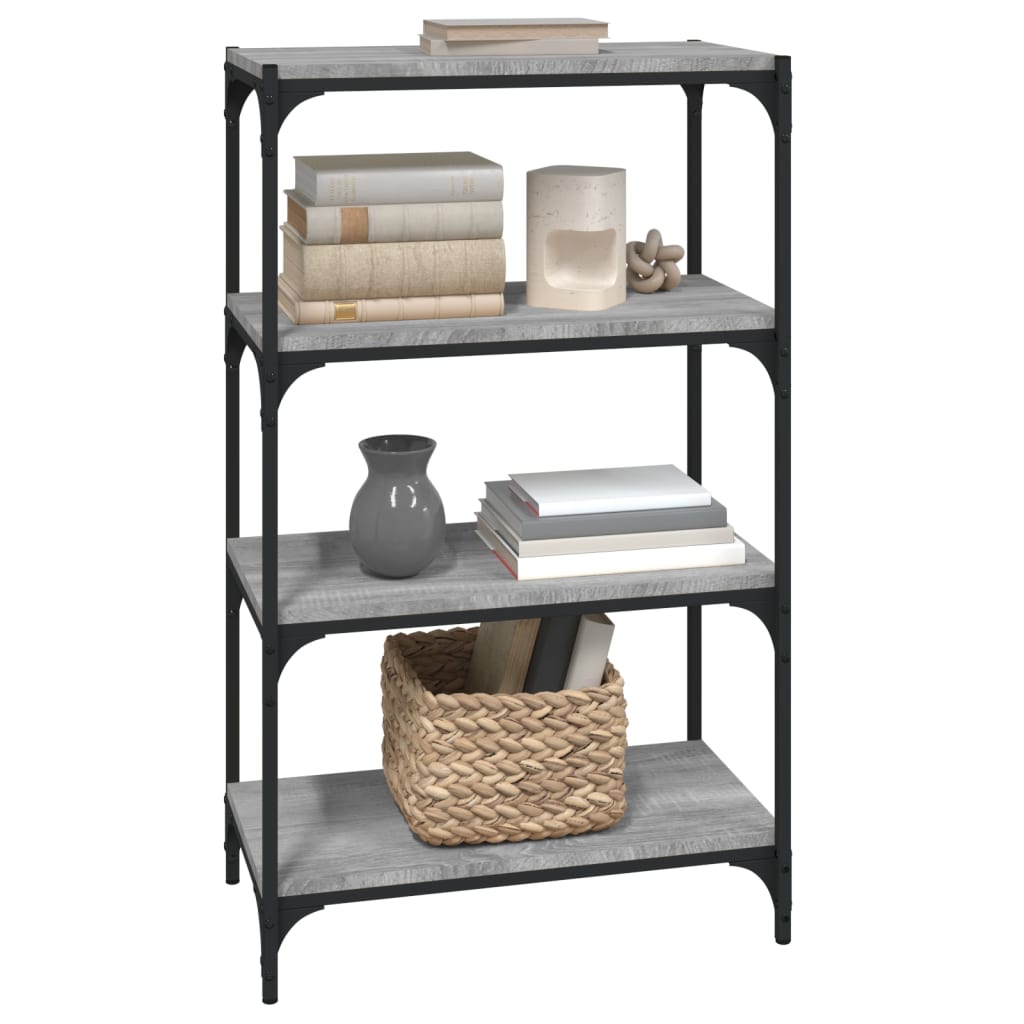 Boekenkast 60X33X100 Cm Hout En Staal Grijs Sonoma Eikenkleur