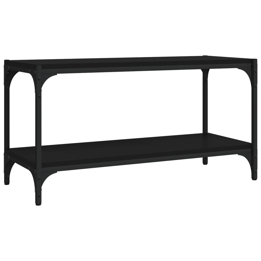 Tv-Meubel Bewerkt Hout En Staal 80 x 33 x 41 cm Zwart