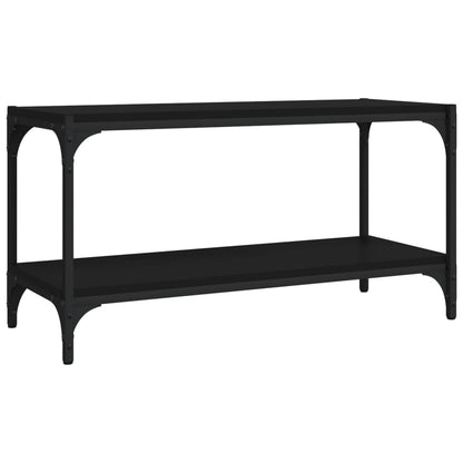 Tv-Meubel Bewerkt Hout En Staal 80 x 33 x 41 cm Zwart