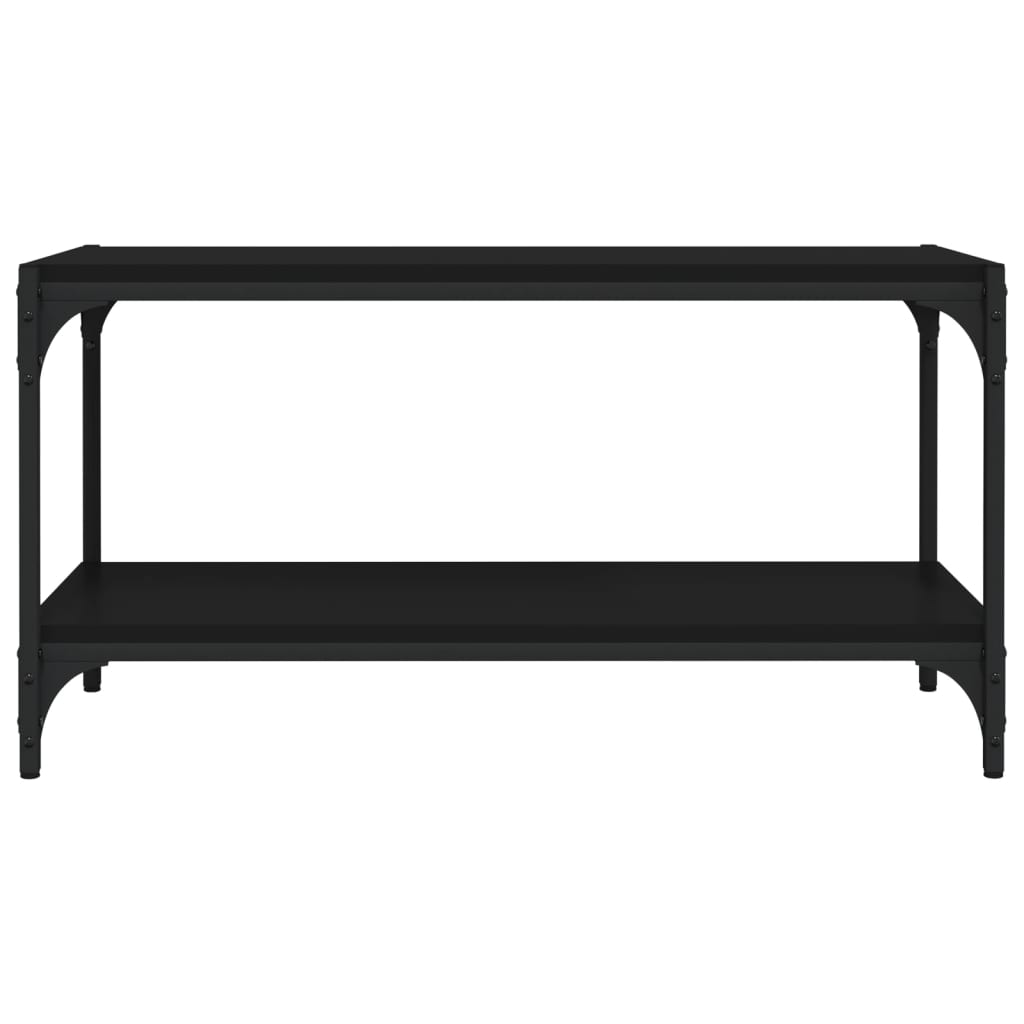 Tv-Meubel Bewerkt Hout En Staal 80 x 33 x 41 cm Zwart
